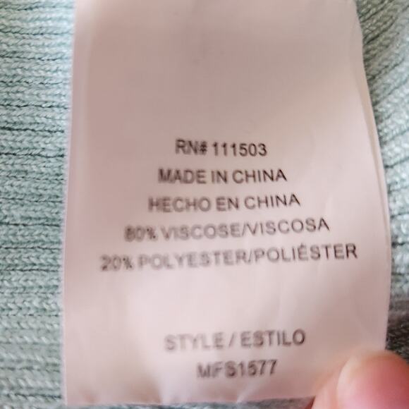 Twine & String Tie Front Crop Cardigan Sweater Ribbed Knit Mint Green Size XS - Picture 8 of 9